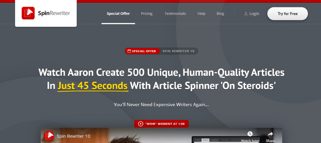 Spin Rewriter - Best Article Paraphrasing Tool