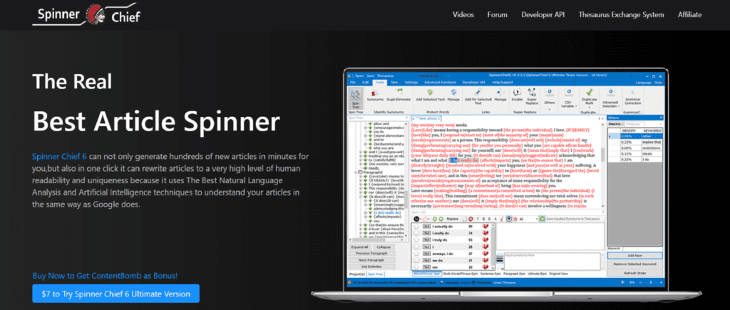 Spinner Chief - Best Article Spinner Software